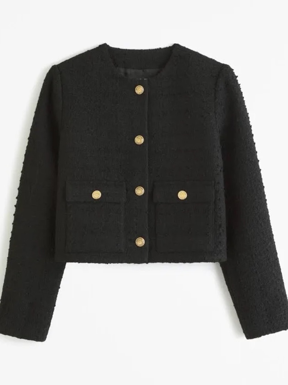Abercrombie & Fitch Black Cropped Jacket with Gold Buttons - Picture 6 of 16